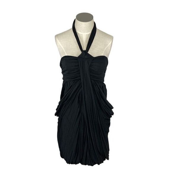 ALLSaints Spitalfield XS VTG 8 Black Mini Dress Cachao Halter Top Y2K Cocktail - Picture 6 of 9